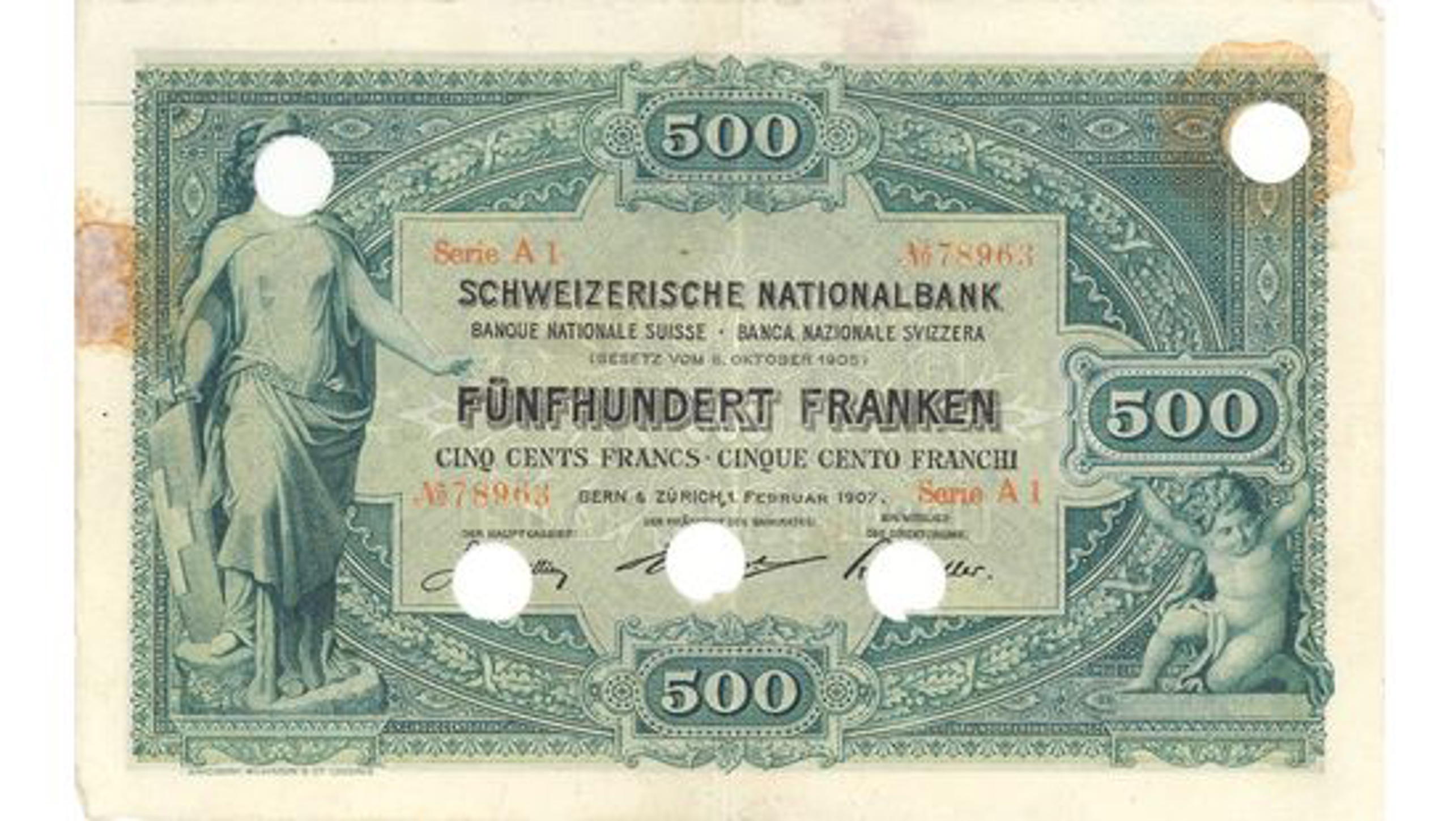 1907 Erste Banknotenserie Pic 1 500 Recton